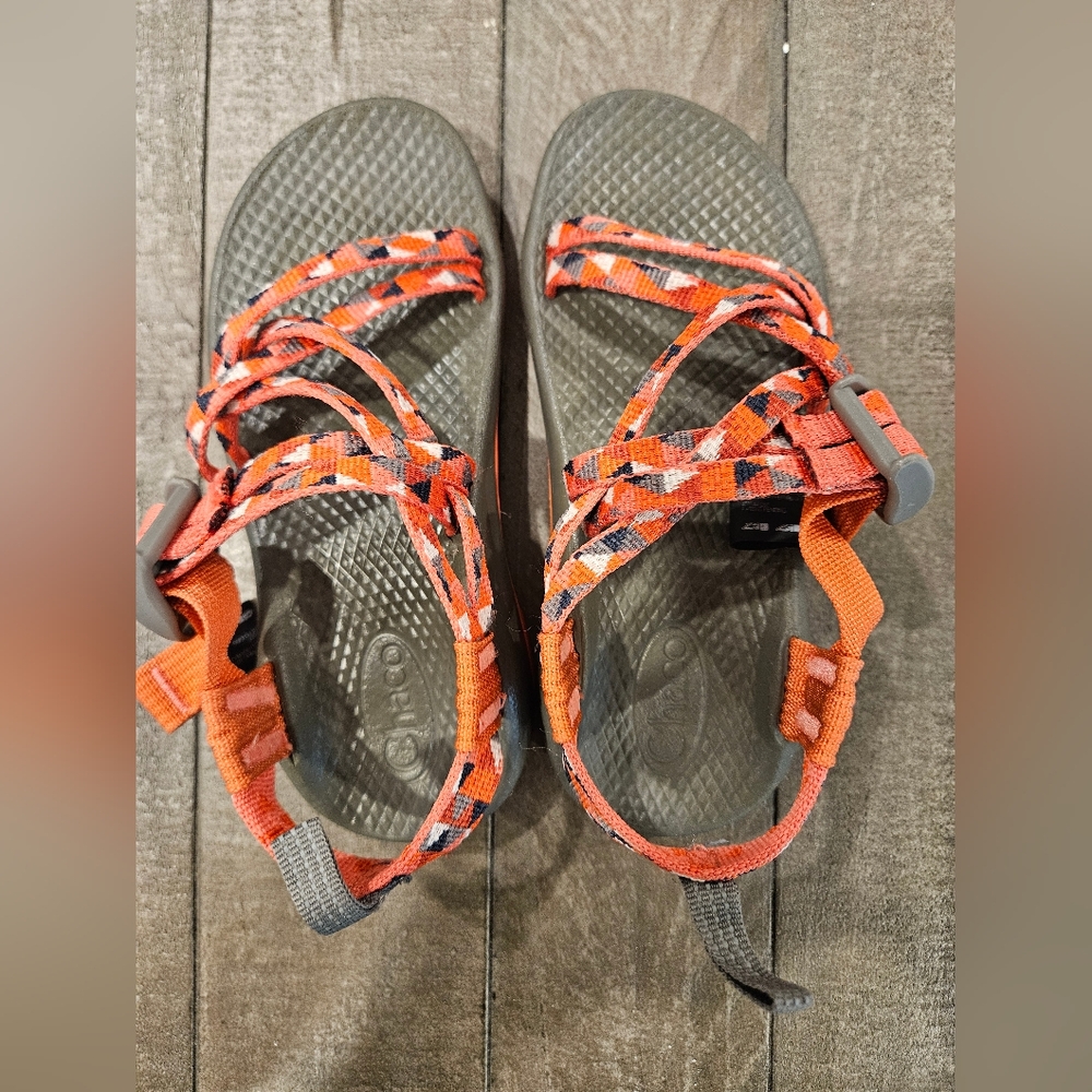 Chaco Sandals with Orange and Gray Straps